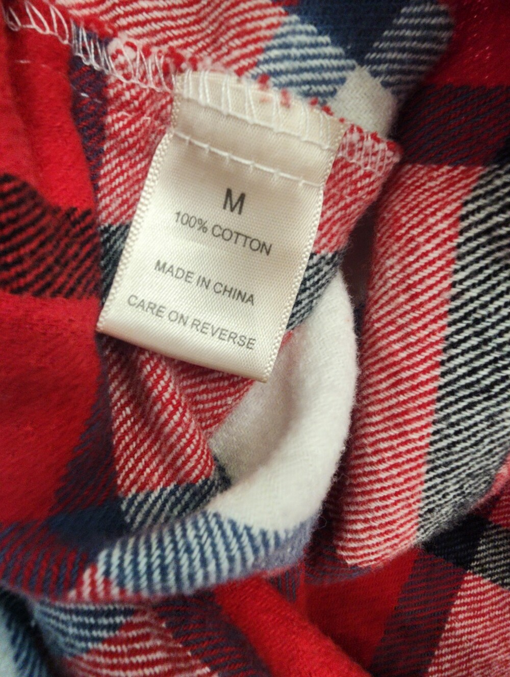 Plaid Flannel Dress Duster Button Down Long Sleeve Red White Med Dizzy Lizzy - Picture 13 of 15